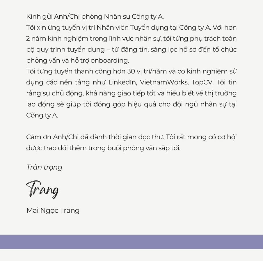 Cấu trúc chuẩn của Cover letter