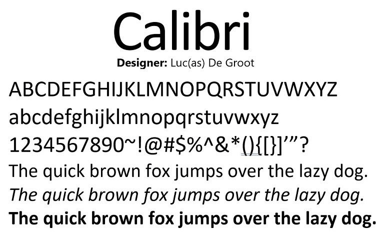 Font chữ Calibri