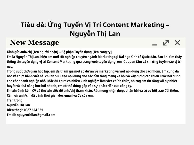 Mẫu Email Gửi CV Cho Người Chưa Có Kinh Nghiệm (Ngành Content Marketing & Social)