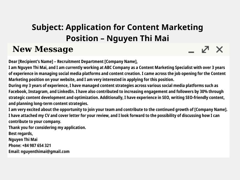 Mẫu Email Gửi CV Xin Việc Bằng Tiếng Anh (Ngành Content Marketing & Social)