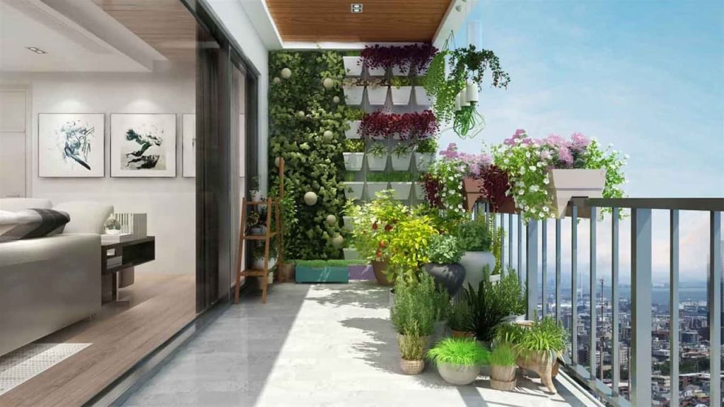 Mẫu loggia sân vườn thông thoáng