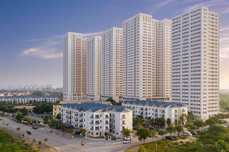 Một dự án bất động sản với các tòa nhà hiện đại với các tiện ích.