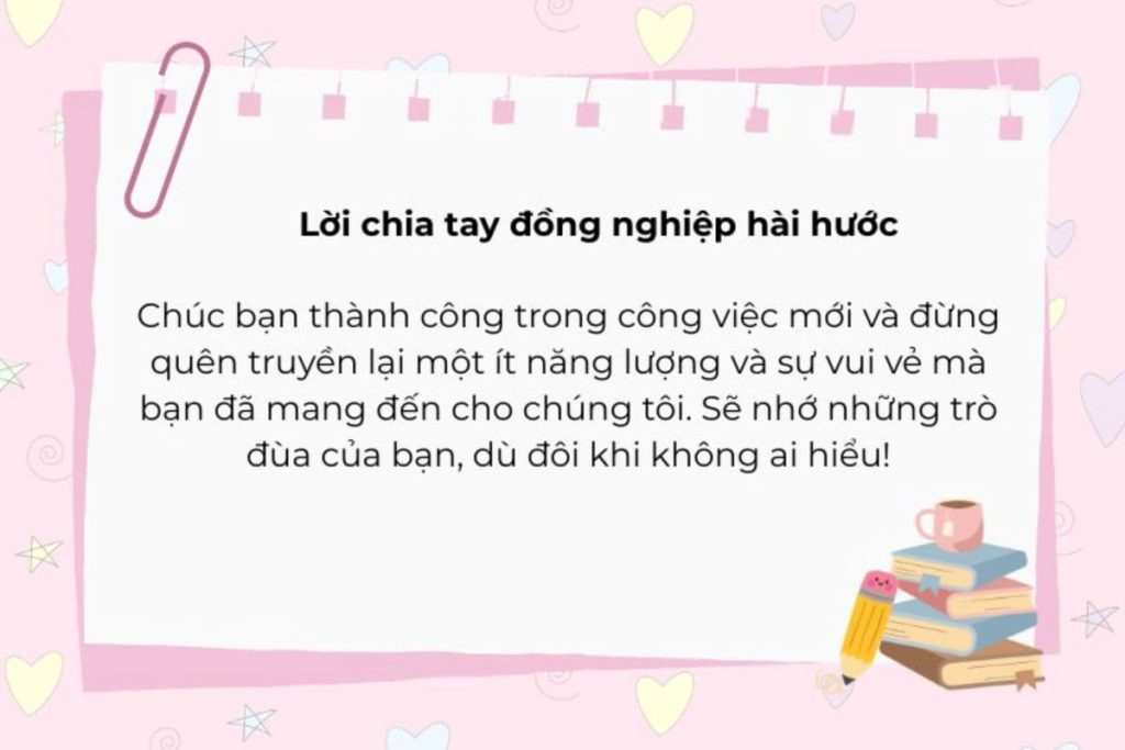 Những lời chia tay đồng nghiệp hài hước