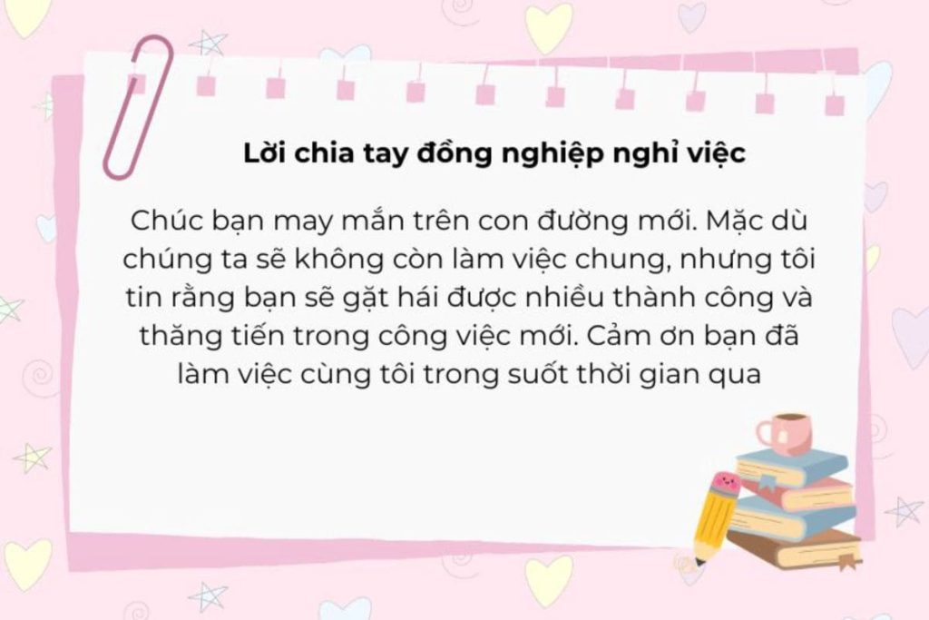 Những lời chia tay đồng nghiệp nghỉ việc