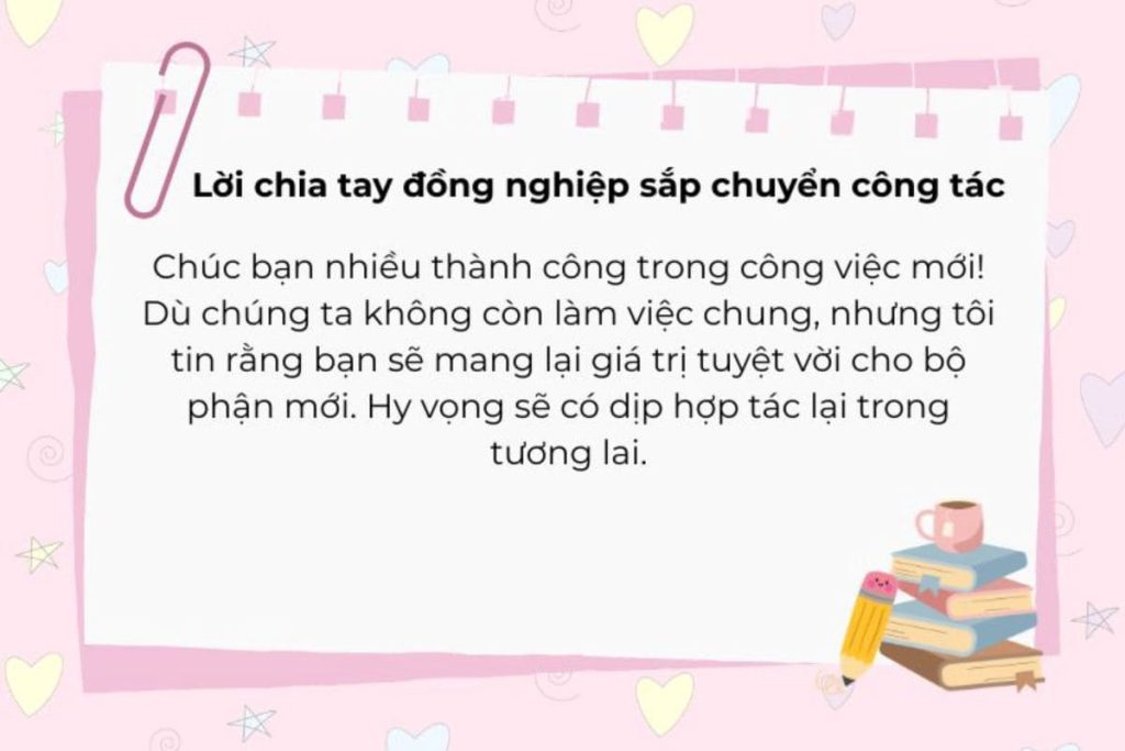 Những lời chia tay đồng nghiệp sắp chuyển công tác